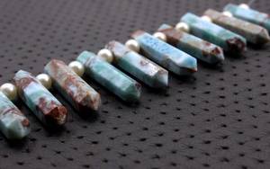 High Quality Natural Larimar Gemstone 11 Pieces Faceted One-Point Pencil Semiprecious Stones <b>Blue</b> Briolette Beads 1 Strand - Product Image 4