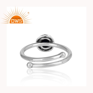 นิลสีดำธรรมชาติรอบตัด925เงินสเตอร์ลิงออกซิไดซ์แหวนเครื่องประดับผู้ค้าส่ง - Product Image 4