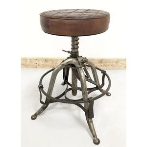 Modern Industrial Antique <b>Leather</b> Seat Metal <b>Bar</b> <b>Stool</b> Commercial Use Home Kitchen Hotel Villa Farmhouse - Product Image 1