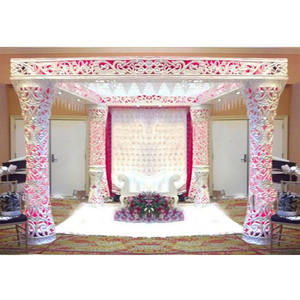 Mandap de mariage en fibre optique avec éclairage LED, Mandap de mariage à quatre piliers en fibre optique, Scène en fibre optique, Mandap indien, Décoration de mariage, Californie - Product Image 1