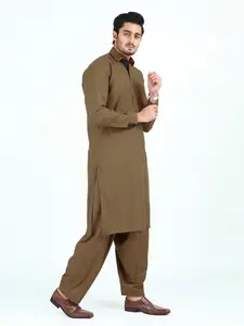Elegante abito da uomo in cotone Pathani kurta shelwar Best Pathani suit scalogno Kameez