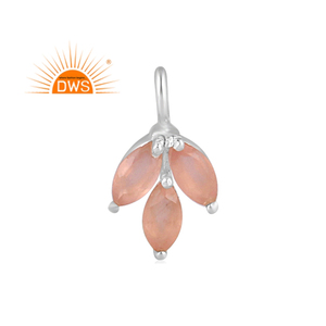 Colgante de Plata de Ley Fina con Calcedonia Rosa Natural, Tendencia 2026, para Mujer, Fabricante de Joyería - Product Image 1