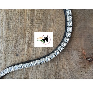 Bandeau en cristal d'opale transparent de 8 mm avec fermeture à crochets et boucles, accessoire de bride en cuir détachable, équipement de luxe pour concours hippique - Product Image 3