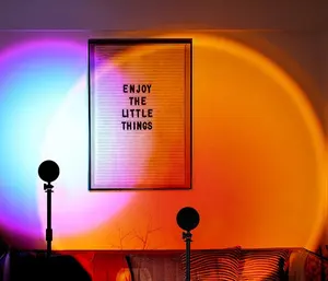 Lámpara LED de noche con USB ajustable, decoración de mesa colorida de ambiente para pared de fondo, proyección de atardecer, arco iris