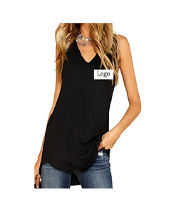 Camiseta de tirantes con cuello en V para mujer, ropa de moda, oferta, venta al por mayor - Product Image 1
