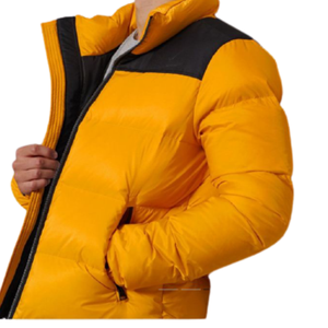 Custom Logo Men's Windproof Padded Down Coats <b>Hoodie</b> Collar Bubble Puffer Jacket Jeans Fabric Keep Warm Winter Jacket - Product Image 3