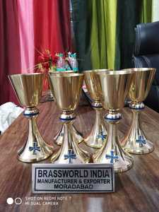 Brassworld ถ้วยทองเหลืองขัดเงาขนาดใหญ่ของอินเดียและรูปปั้นทางศาสนาของใช้ในโบสถ์ - Product Image 3