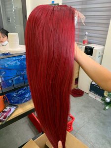 Vietnamese <b>Human</b> Hair Straight Machine Double Weft Single Weft Red Color <b>Wig</b> - Product Image 5