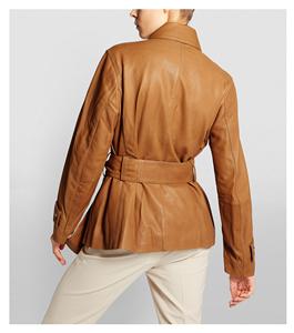 Safari Jacket-chaqueta con cierre de botón y cinturón para mujer, de piel de cordero, color marrón, de alta calidad, disponible en todos los colores, fabricado en Pakistán - Product Image 4