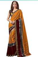 Sari indien Katan, dernière collection de créateurs, luxe, coton et soie, pour fêtes et mariages, pour femmes, en georgette, soie, viscose, rayonne, avec broderies.