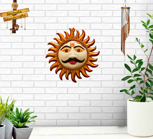 งานฝีมือนิรมลา งานโลหะทำมือ ลายเฟิงชุย ซูรียา ซูราจ ลงสีเคลือบเอนาเมลหลากสี ลายยันทรา สำหรับแขวนผนัง รัฐราชสถาน สร้างพลังบวก - Product Image 2