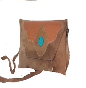 Bolso Bandolera de Gamuza Hecho a Mano KAMARVY con Cierre de Solapa y Botón Turquesa, Ecológico, 1-1.9L, para Uso Diario Informal - Product Image 1