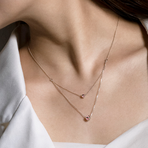 Collier à maillons en argent sterling 925 avec zircon rond vintage pour fête de fiançailles ou cadeau pour femme - Product Image 1