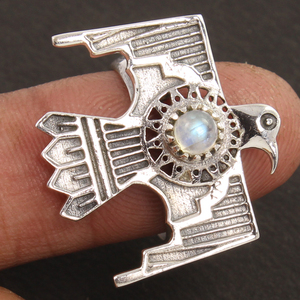 แหวนเงินแท้925มาพร้อมกับพลอยมูนสโตนสีรุ้งธรรมชาติขนาด5x5รอบวงแหวนสไตล์วินเทจ - Product Image 4