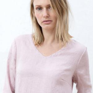Vestido Formal de Crepé de Algodón que Captura la Esencia del Verano, Color Rosa Caramelo Sólido, Largo hasta la Rodilla, Mangas Largas para Mujer - Product Image 5