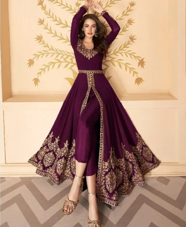 Trang Phục Lạ Mắt Phong Cách Pakistan Salwar Kameez Với Công Việc Thêu Nặng Cho Phụ Nữ Mặc Lễ Hội Tiệc Tùng