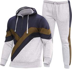 Survêtement 2 pièces pour hommes avec sweat-shirt à capuche et Jogging, vêtement de couleur unie, logo personnalisé, collection automne hiver, 2020 - Product Image 1