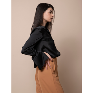 Camisa SM de la mejor calidad italiana, 100% satén, con cuello vuelto, elegante puño largo con botones cubiertos, para fiesta. - Product Image 4