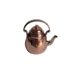 Hervidor de agua de cobre con revestimiento de estaño y mango de latón, artesanía de Metal pulido, acabado pulido - Product Image 1