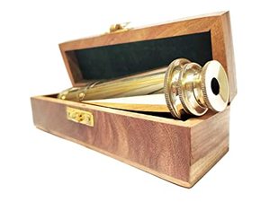 Télescope naturel pliable en laiton de 12 pouces, fait à la main, avec boîte en bois, couvercle de couleur, télescope à 2 plis, jouet unique, cadeau en verre - Product Image 3