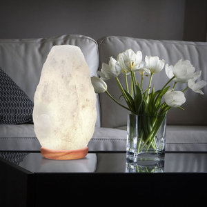 Lampes en cristal de sel blanc naturel de l'Himalaya, 2 à 4 lb (1,5 à 1,8 kg), base en bois, lampes en sel naturel - Product Image 3