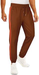 กางเกงจ็อกเกอร์ผ้าแคนวาสน้ำหนักเบาสำหรับผู้ชาย มีกระเป๋าซิป กางเกงกีฬาสำหรับวิ่ง ออกกำลังกาย ผ้าไม่ถักทอ - Product Image 4