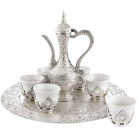 Juego de té tradicional turco otomano Anatoliano, teteras de cobre doble, griego y árabe, venta al por mayor