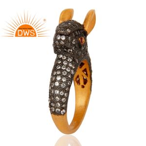 & Zircon Gemstone Rabbit Shape Ring 925 Sterling Silver Cubic Zirconia Natural para mujeres Fabricante de joyas Chapado en oro de moda - Product Image 3