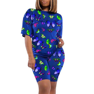 Conjuntos de camisetas y pantalones cortos negros de verano para mujer, conjunto de dos piezas de mezclilla de corte holgado con etiqueta privada, talla 6XL - Product Image 4