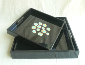 Squared Phục Vụ Khay Sơn Mài Bằng Gỗ Khay Với Xử Lý Khay Phục Vụ - Product Image 4