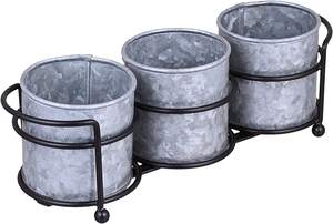 Elegante carrito de herramientas de metal galvanizado con soporte negro, perfecto para la organización de la cocina, solución de almacenamiento versátil - Product Image 5