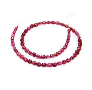 ลูกปัดหินสปิเนลสีแดงธรรมชาติรูปไข่เรียบ3X4MM ถึง4X6MM ยาว11นิ้ว - Product Image 4