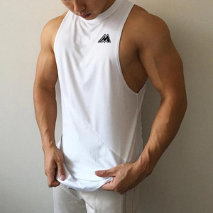 Fitness Mens Sportswear <b>Vests</b> Muscle Tank Tops Gym Workout Sleeveless Shirt Breathable Polyester V-neck Men Bodybuilding - Product Image 1