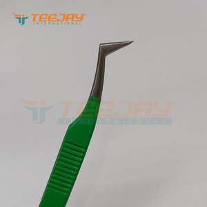 Pincettes professionnelles pour extensions de cils, 12cm, 1 pièce, pince à épiler, qualité professionnelle, avec revêtement de poudre verte, en acier allemand - Product Image 5
