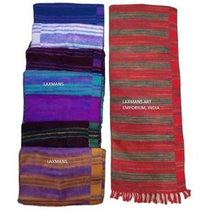 Kích thước nhỏ Acrylic len sọc chiếc khăn mùa đông/stoles kết hợp màu sắc với tua in khăn choàng mô hình bán buôn từ Ấn Độ - Product Image 1