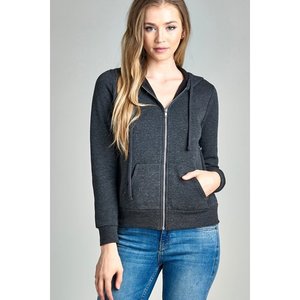 <b>Women's</b> Basic <b>Zip</b> <b>Up</b> Fleece Hoodie <b>Jacket</b> Lightweight - Product Image 3