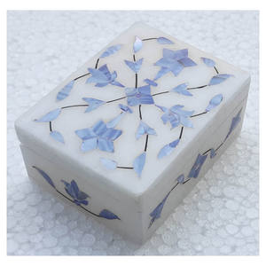 Boîtes à bijoux en marbre blanc pur et nacre bleue - Product Image 1