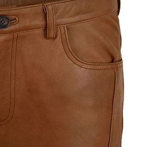 Pantalon en cuir de vachette véritable pour homme, taille mi-haute, coupe droite décontractée, style OEM, imperméable, respirant, coupe-vent, personnalisable - Product Image 4