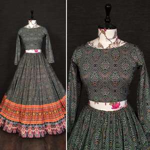 Lehenga chari imprimée et d'embellissement avec paillettes, peignée à la main, pour filles, nouveau modèle - Product Image 5