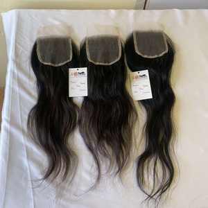 Wholesale 4x4 5x5 6x6 7x7 HD Thin Skin Transparent Swiss Middle Part Three Part Straight Curly Top Lace Closure with Bundles - Product Image 2