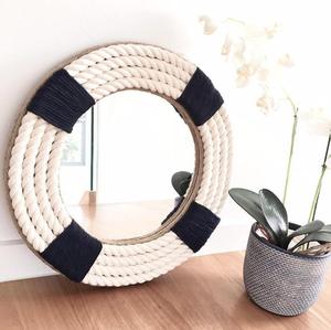 Cotton Rope Work Living Room Decoration Style Handmade <b>Wall</b> <b>Mirror</b> - Product Image 1