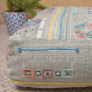 Puf otomano bohemio para sala de estar al por mayor bloque impreso con PUF bordado PUF indio personalizable bordado PUF bohemio otomanos - Product Image 2