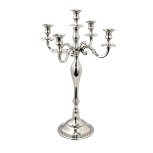 Bougeoirs argentés en cristal, pièces centrales de table de mariage - Product Image 1