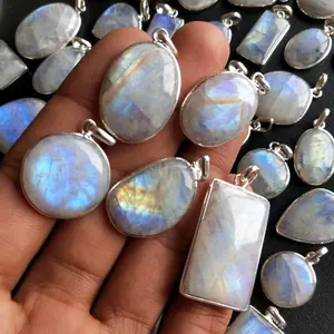 С украшением в виде кристаллов серебряное ожерелье запчасти бусины кулон из натурального камня кулон из прядь натуральный цвет радуги лунный камень драгоценный камень