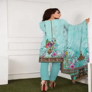 Faisladad草坪套装/巴基斯坦连衣裙salwar kameez/巴基斯坦的瑞士草坪