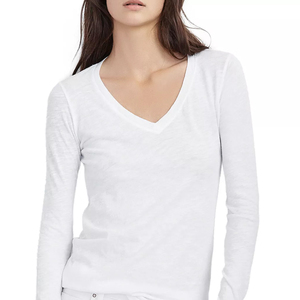 เสื้อยืดคอกลม OEM ผ้าฝ้ายแท้ สีขาว 100% ผ้าฝ้าย เสื้อยืดสำหรับผู้หญิง - Product Image 1