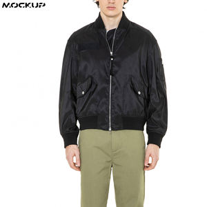 Veste bomber en satin avec logo personnalisé, pour homme, hiver, broderie OEM, veste de baseball légère avec poignets côtelés - Product Image 6