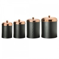 Ensemble de 4 boîtes en acier inoxydable avec couvercle à motif martelé, multifonctionnelles, pour le stockage des aliments, design contemporain, personnalisable, cadeau d'entreprise