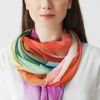 Gemaakt In Italië Vrouw Mode Italiaanse Design Premium Kwaliteit Vrouwen Sjaal Regenboog Bloemen Gekleurde