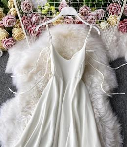 Verano blanco mujer patrón Floral Maxi vestido sin mangas con cuello en V hasta el suelo rayón cintura Natural vestido tejido - Product Image 2